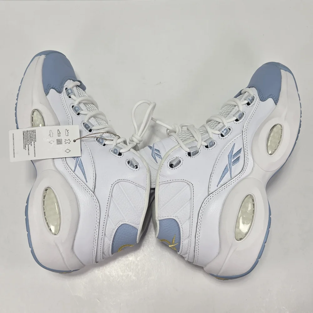 Reebok Question Mid Allen Iverson Men's White  Blue Basketball Sneakers Size 9.5 - Picture 8 of 15